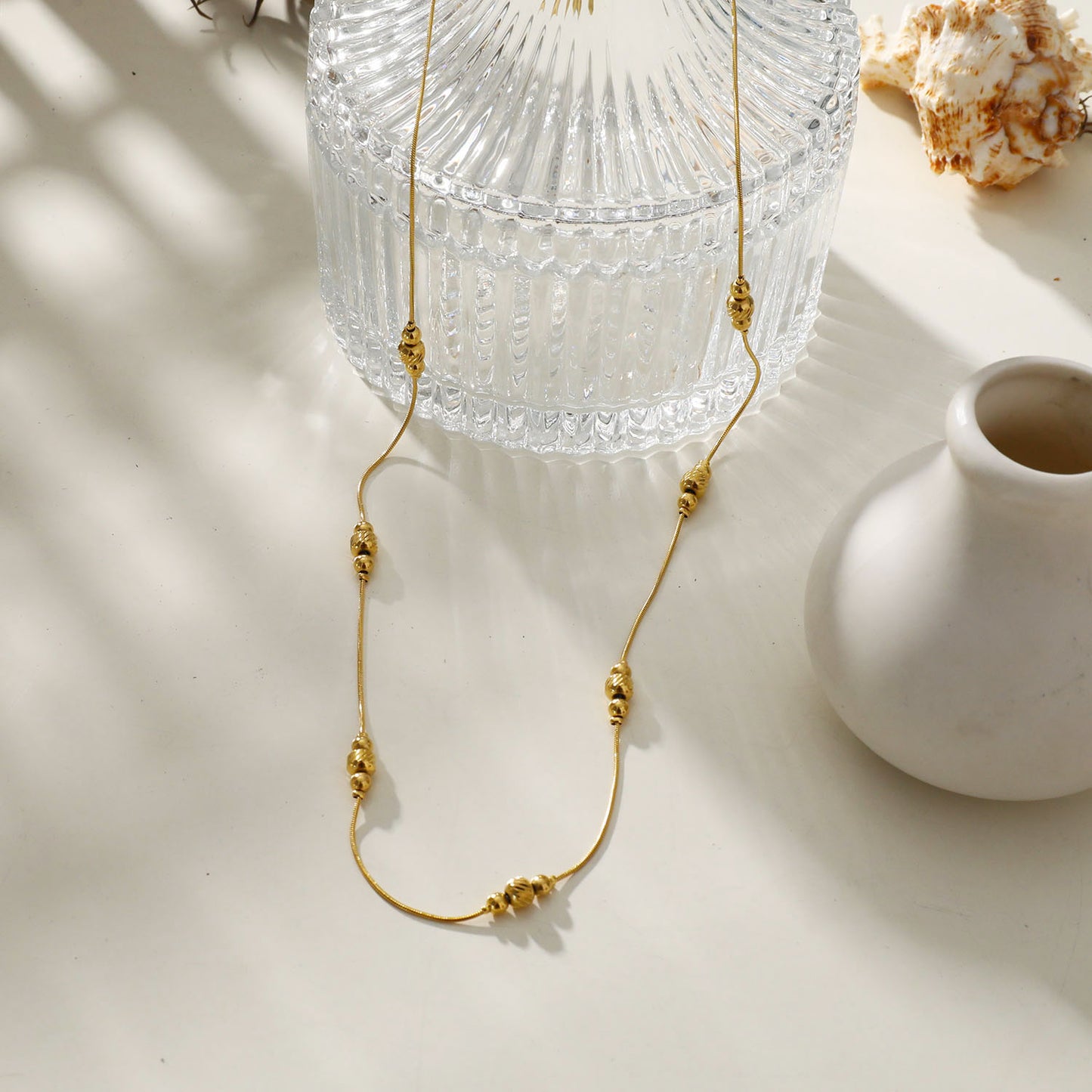 Style: PAULINA 202206 Delicate Beaded Chain Necklace.