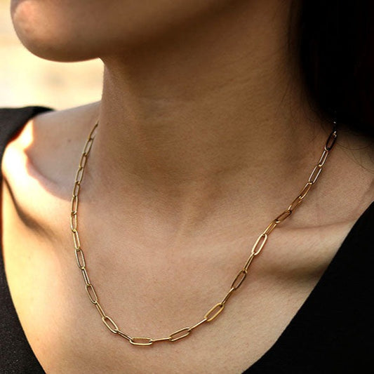 DALIA: Essential Gold Chain Link Paper-Clip Necklace