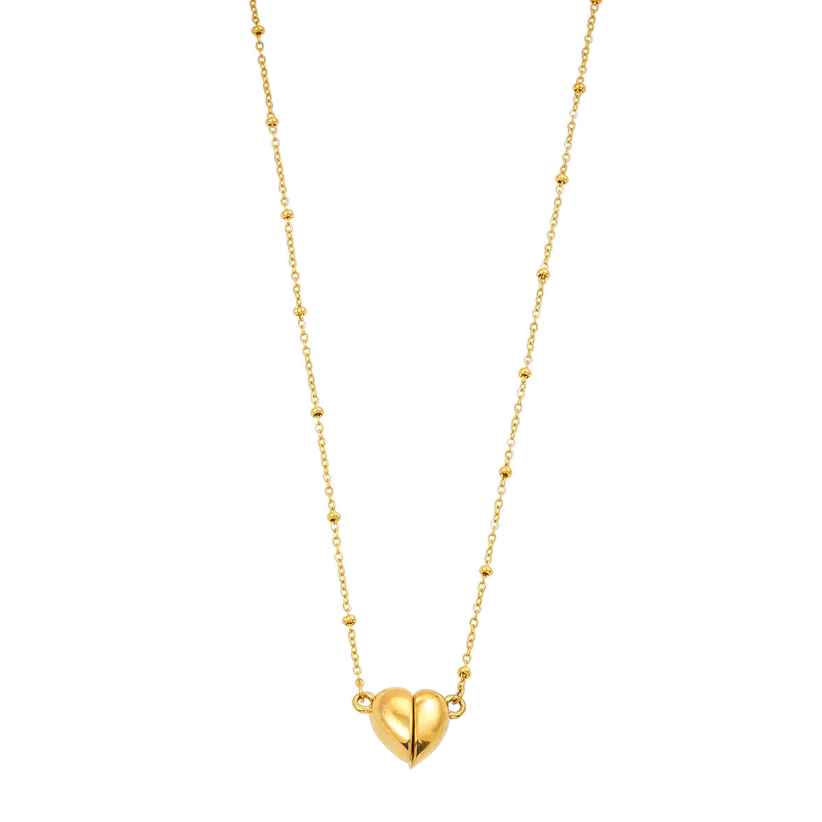 ABNA Gold: Together Forever Beaded Necklace – Separable Magnetic Mini Heart Pendant