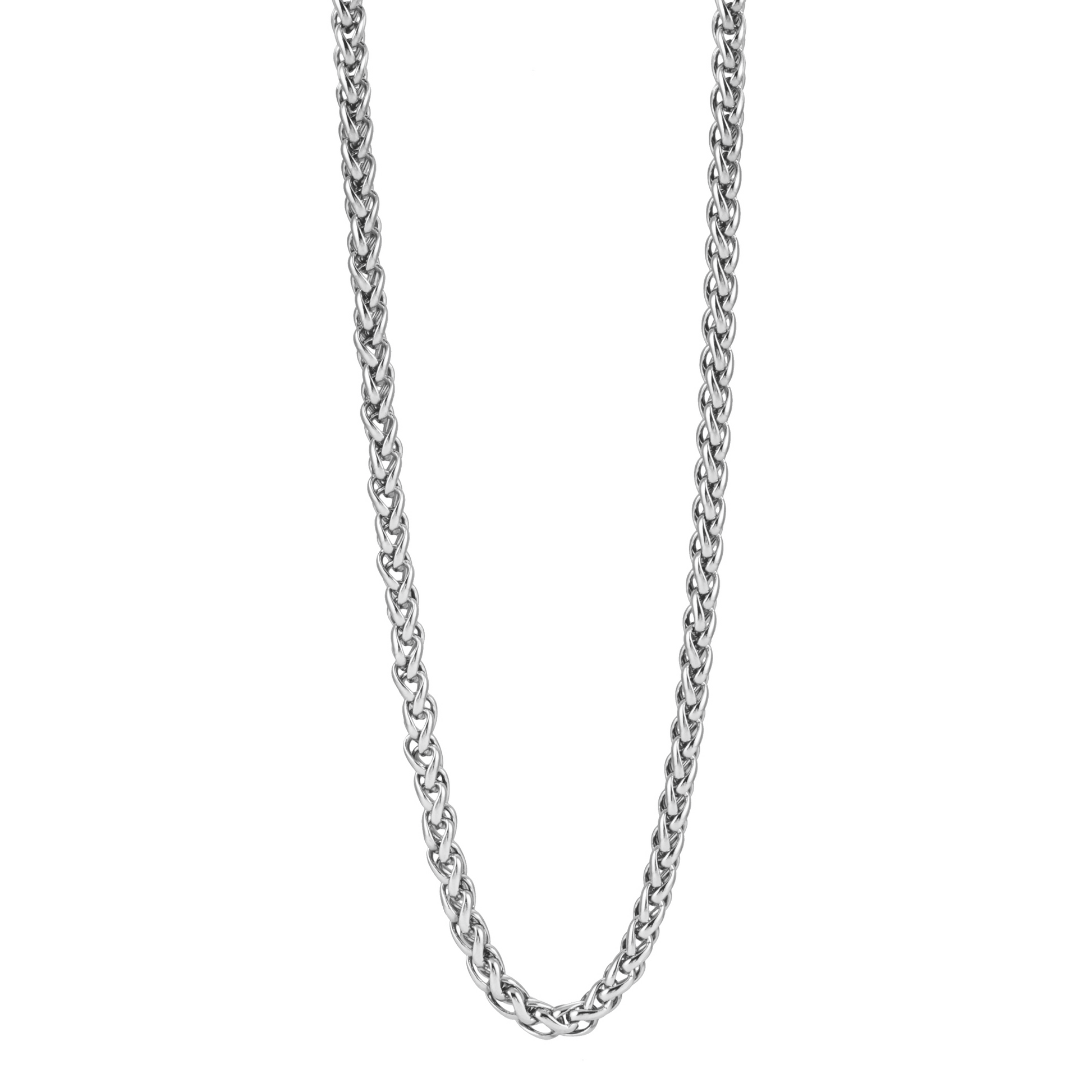 ACTON Silver (White Gold): Mid Width Byzantine Chain Necklace.