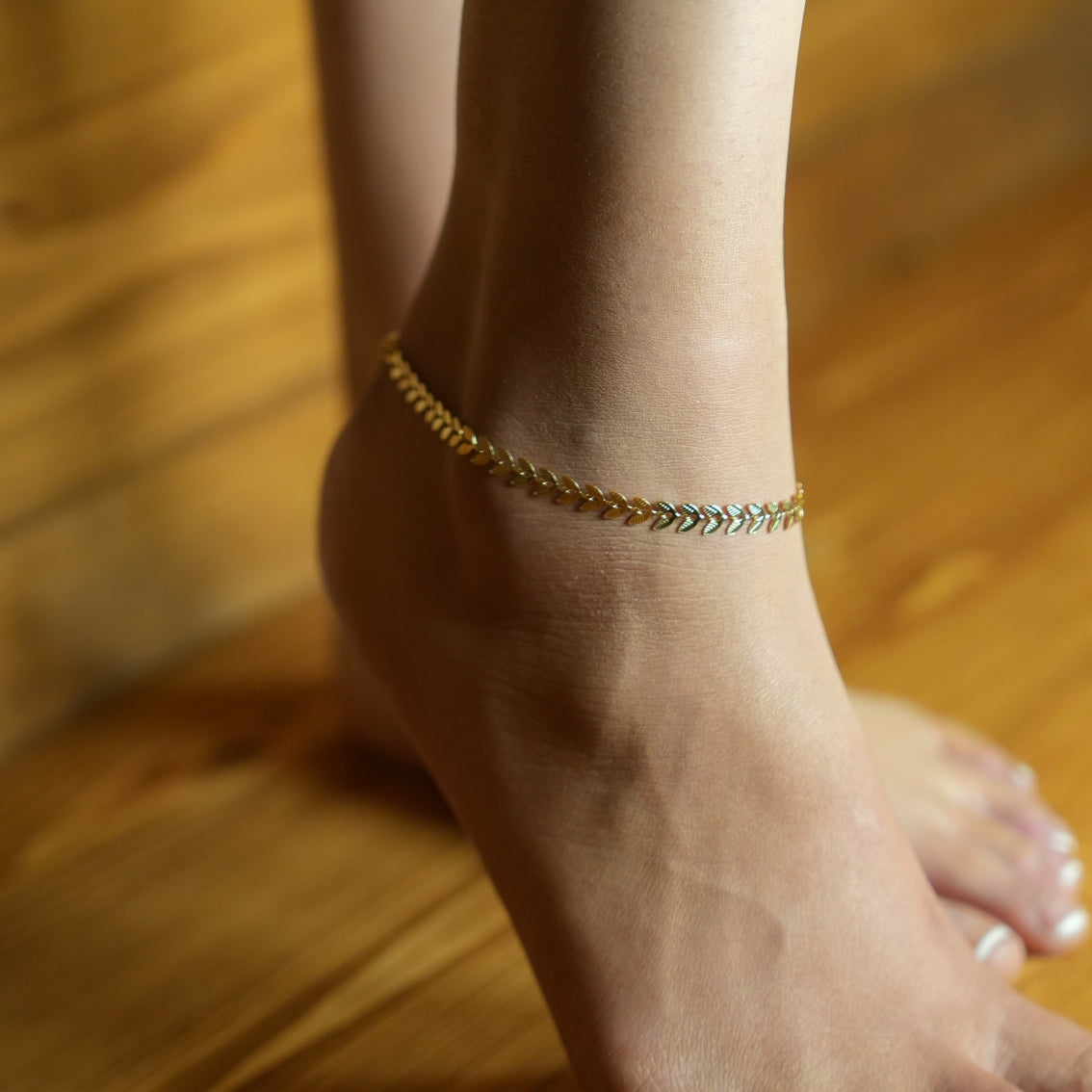 Style ALALA LG 1529: Botanical Beauty Embossed Leaf Anklet.