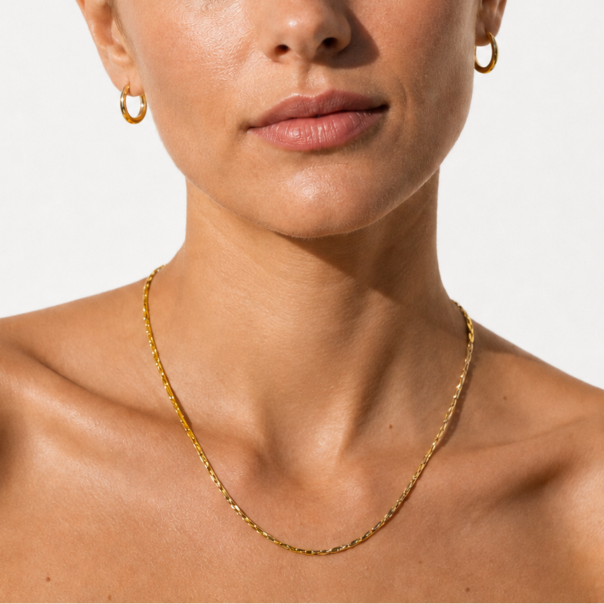 AVANA Gold: Textured Leaf-Link Chain Necklace
