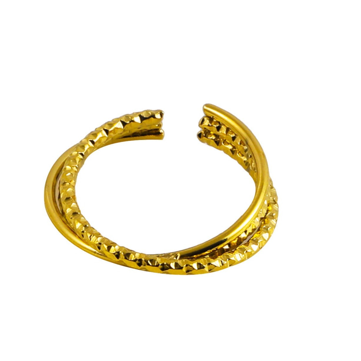 Style AZURA 221142: Triple Stacked Contrasting Textured Ring.