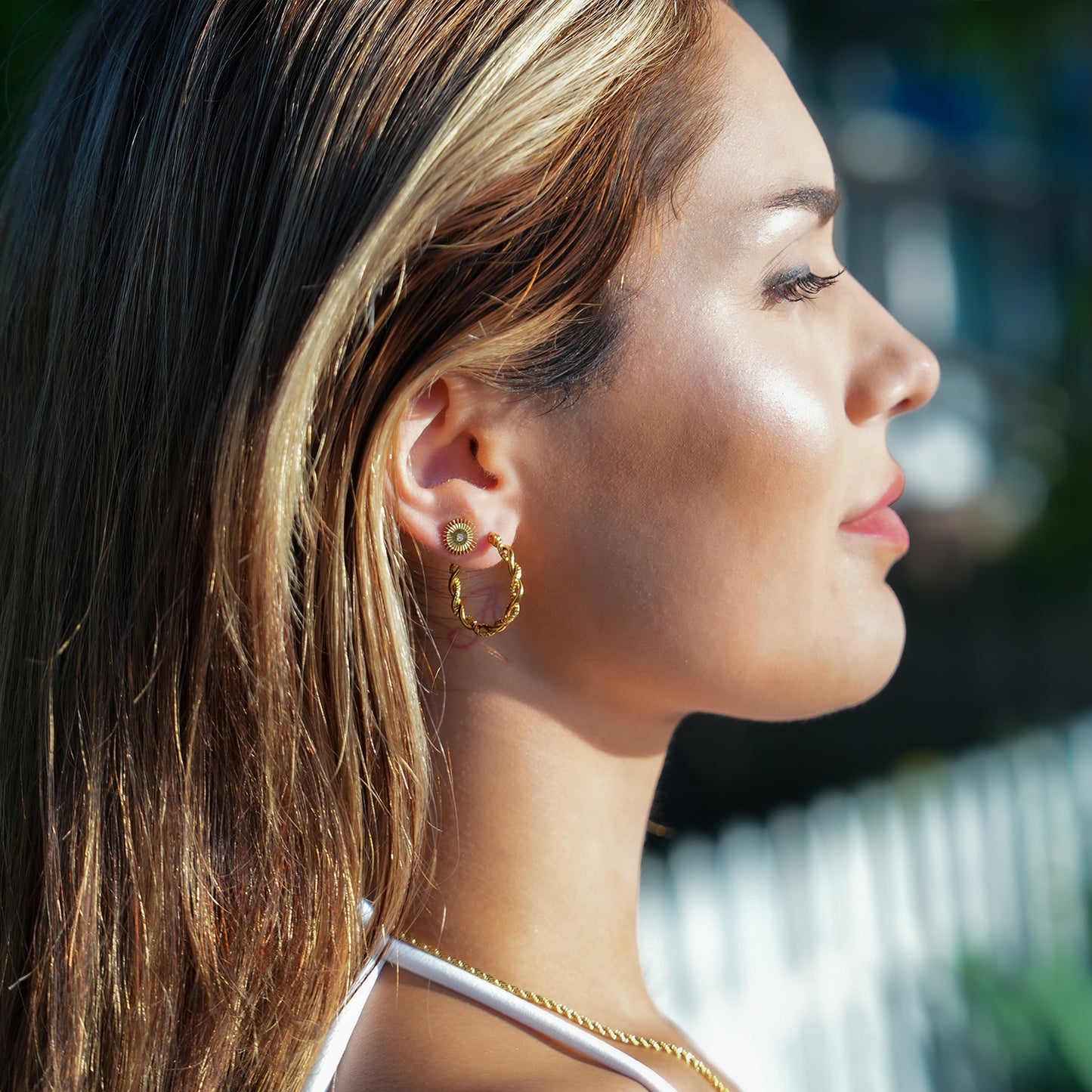 Style BARBARA: Contrast Textured Twisted Rope Hoop Earrings