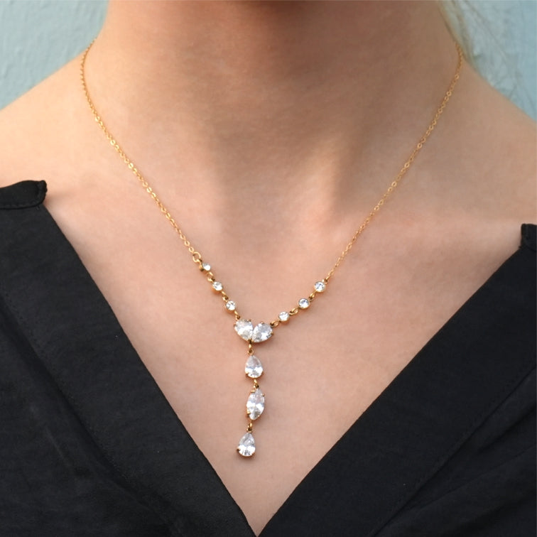 BUCKIE Multi Pendant Zirconia Chain Necklace