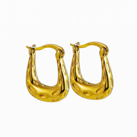 Style CALAVINO 122242: Hammered Horse-Shoe Hoop Earrings.