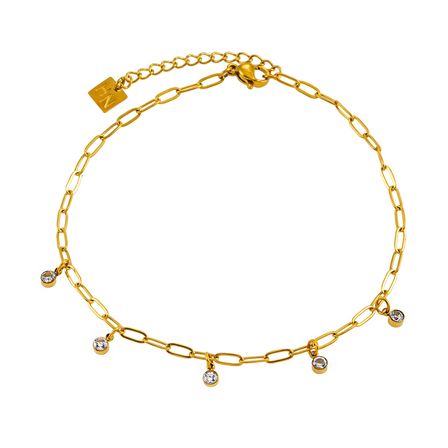 CANARI Bracelet: Mini Paper-Clip Chain Bracelet with Satellite Zirconia Charms