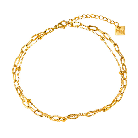 Style CASTILIA LG: Dazzle in Duality: Paper Clip Chain &  Beaded Chain Anklet
