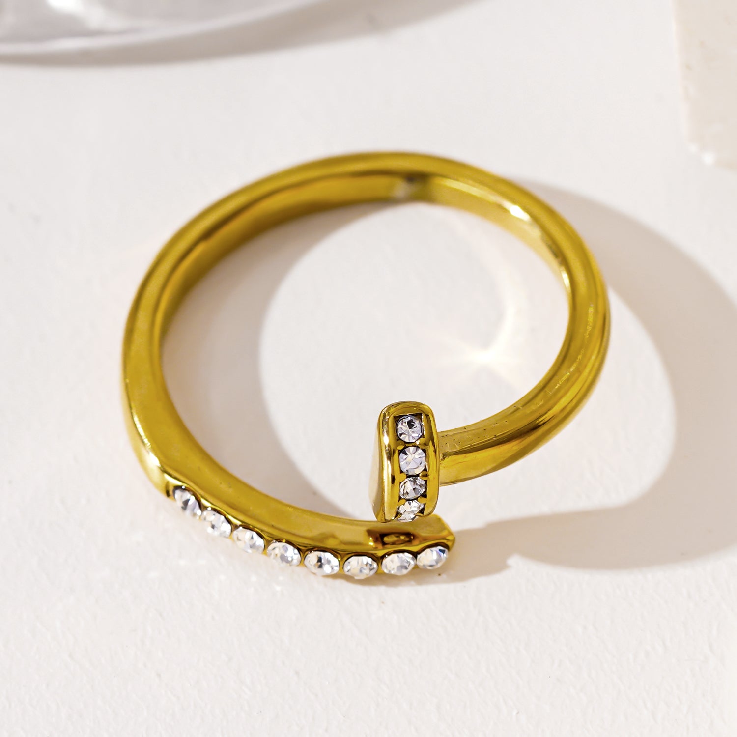 Style CHARISSE 4263: Industrial-Chic Twisted Nail Ring with Pavé Zirconia Embellishments