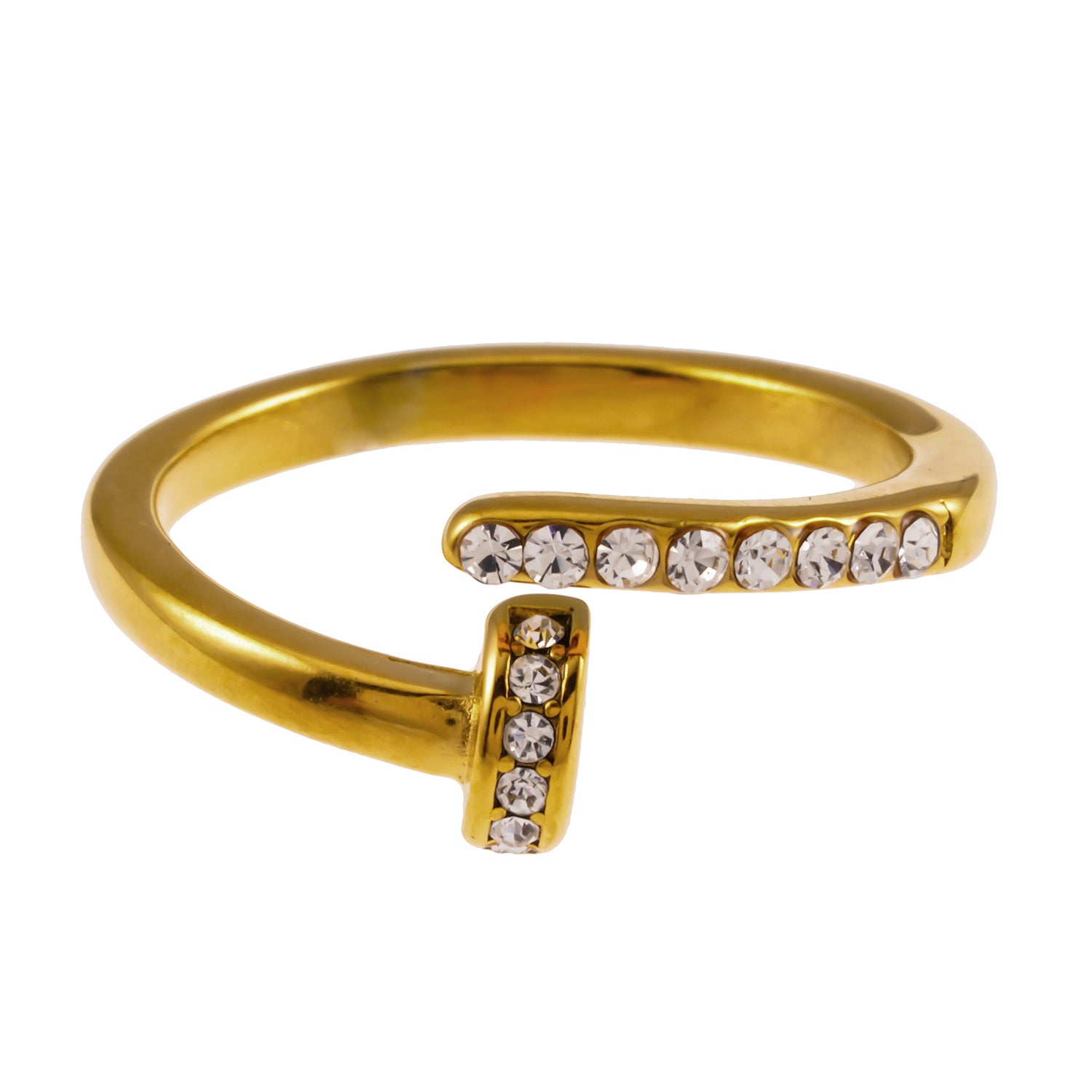 Style CHARISSE 4263: Industrial-Chic Twisted Nail Ring with Pavé Zirconia Embellishments