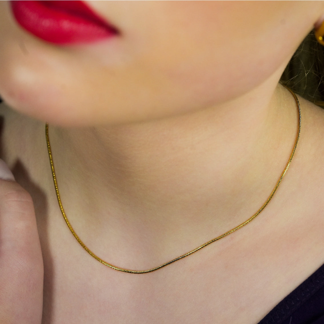 CHASTITY: Dainty Snake Skin Textured Gold Chain Necklace