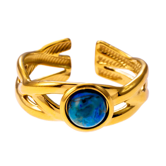 Style CHESA 1132: Twisted Stacked Ring with Natural Stone Centre Piece.