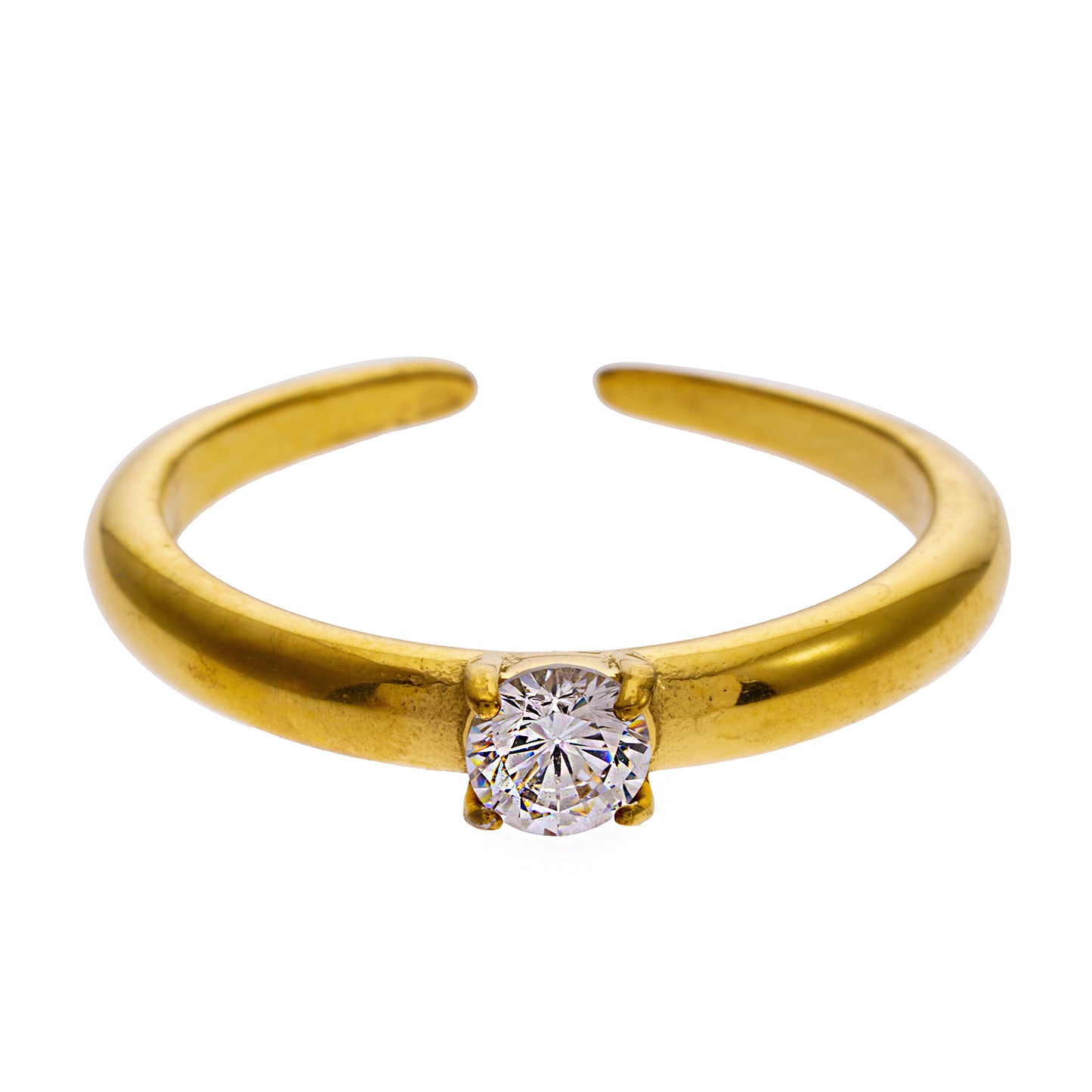 Style CIELO 5352: Classic Gold Ring with a Round Zirconia Centerpiece