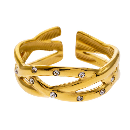 Style DARI 7234: Intertwined Stacked Ring with Mini Zirconia Highlights