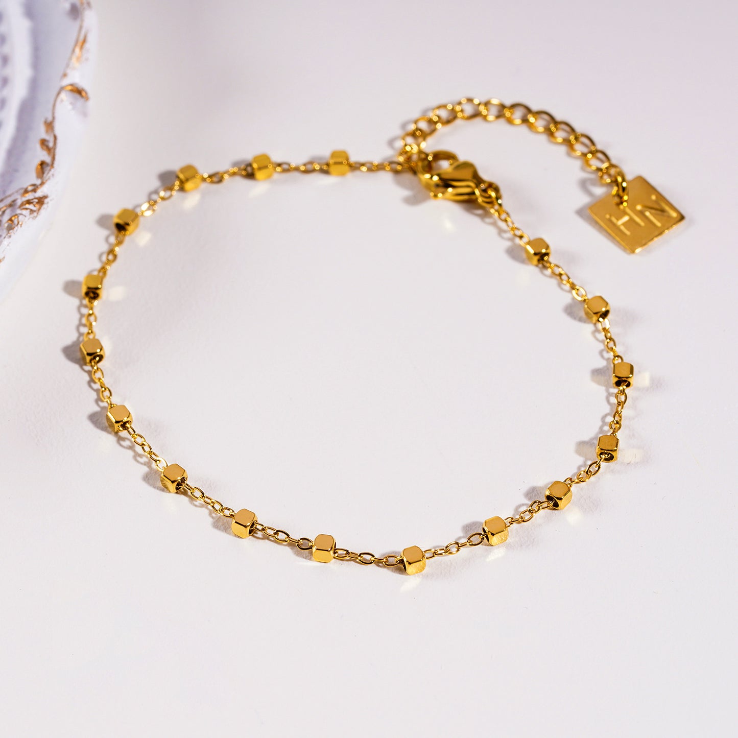 Style: DEMELZA: Essential Daily Bracelet with Delicate Square Beads.