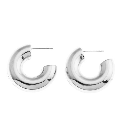 HACKNEY_NINE | Style DEMONTE 122246: Hollow Chunky-Look Smooth Surface Tube Hoop Earrings