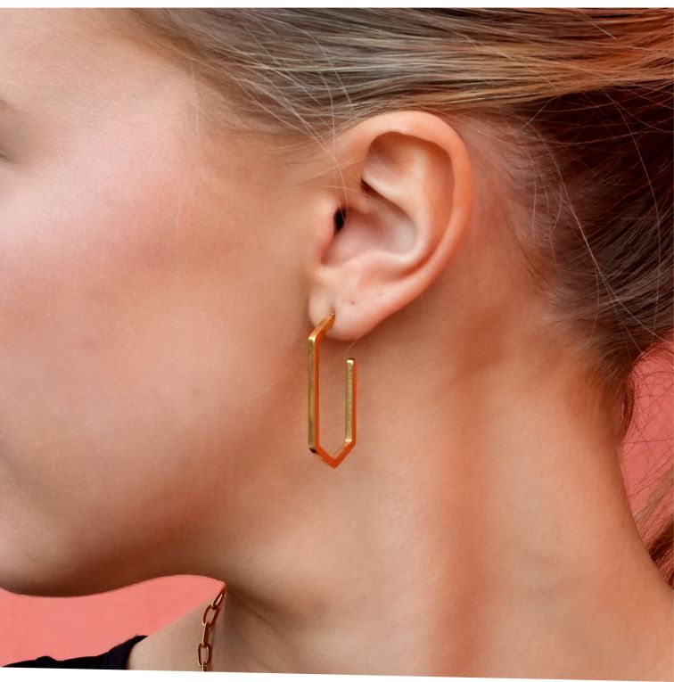 DIMITRA "Geometry Redefined - Rectangle Hoop Earrings with Triangular Flair"