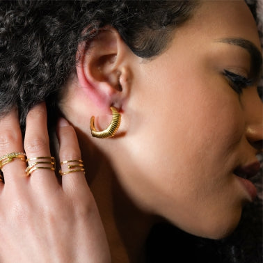 DOLCEDA Art Deco Inspired Geometric Hoop Gold Earrings
