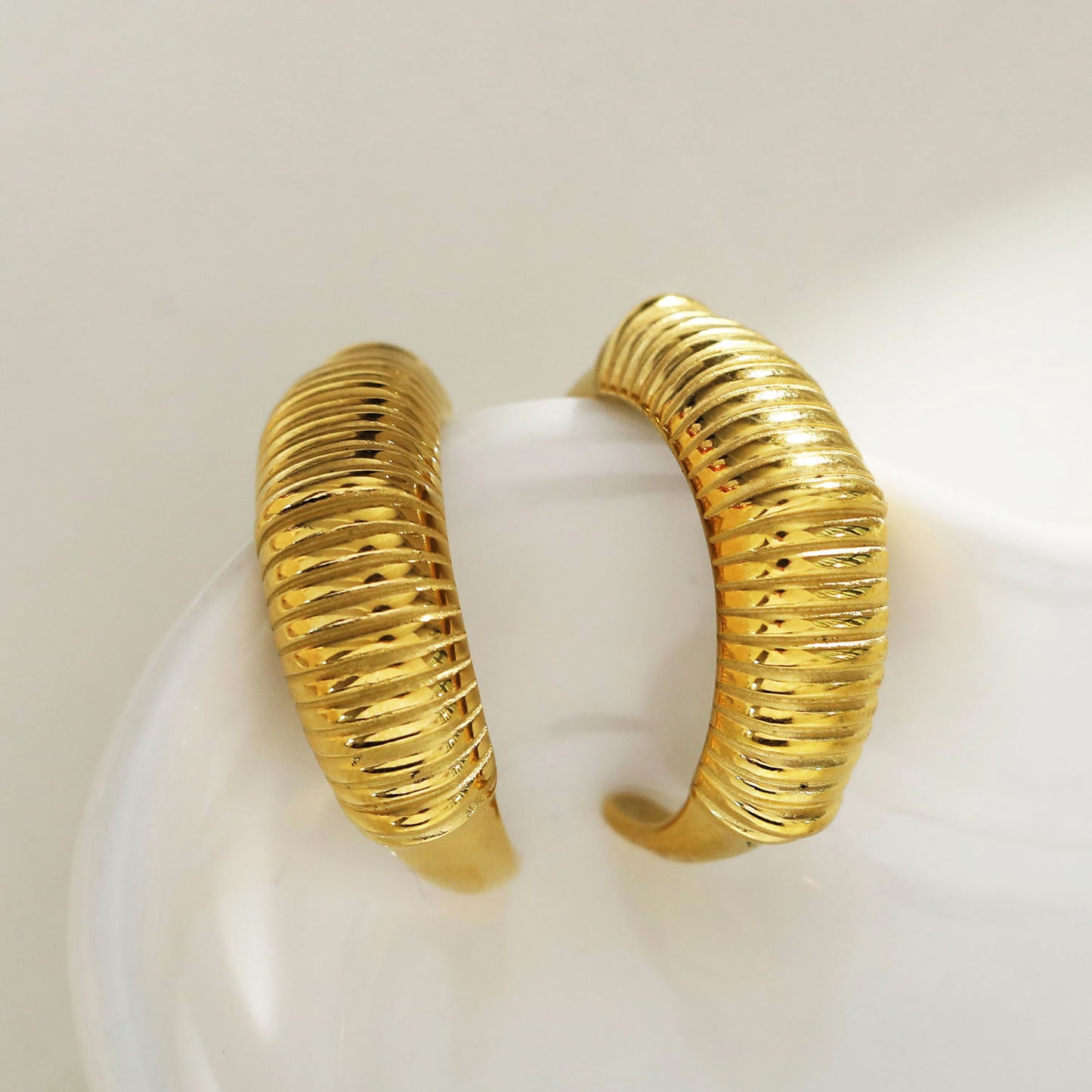 DOLCEDA Art Deco Inspired Geometric Hoop Gold Earrings