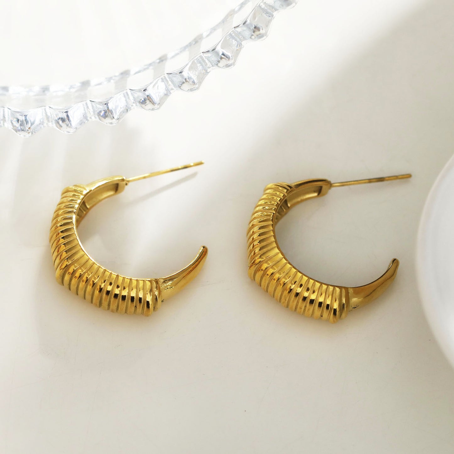 DOLCEDA Art Deco Inspired Geometric Hoop Gold Earrings