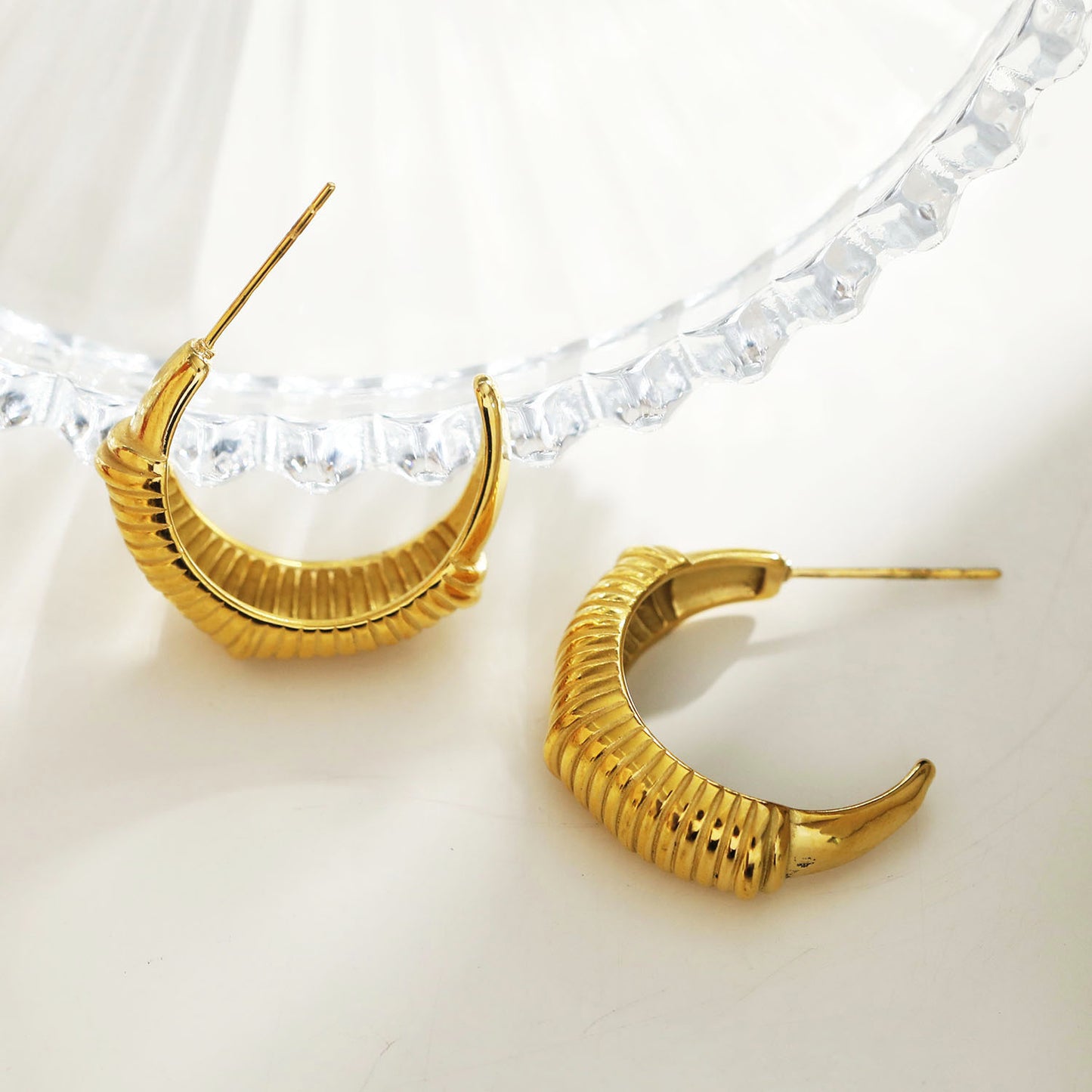 DOLCEDA Art Deco Inspired Geometric Hoop Gold Earrings
