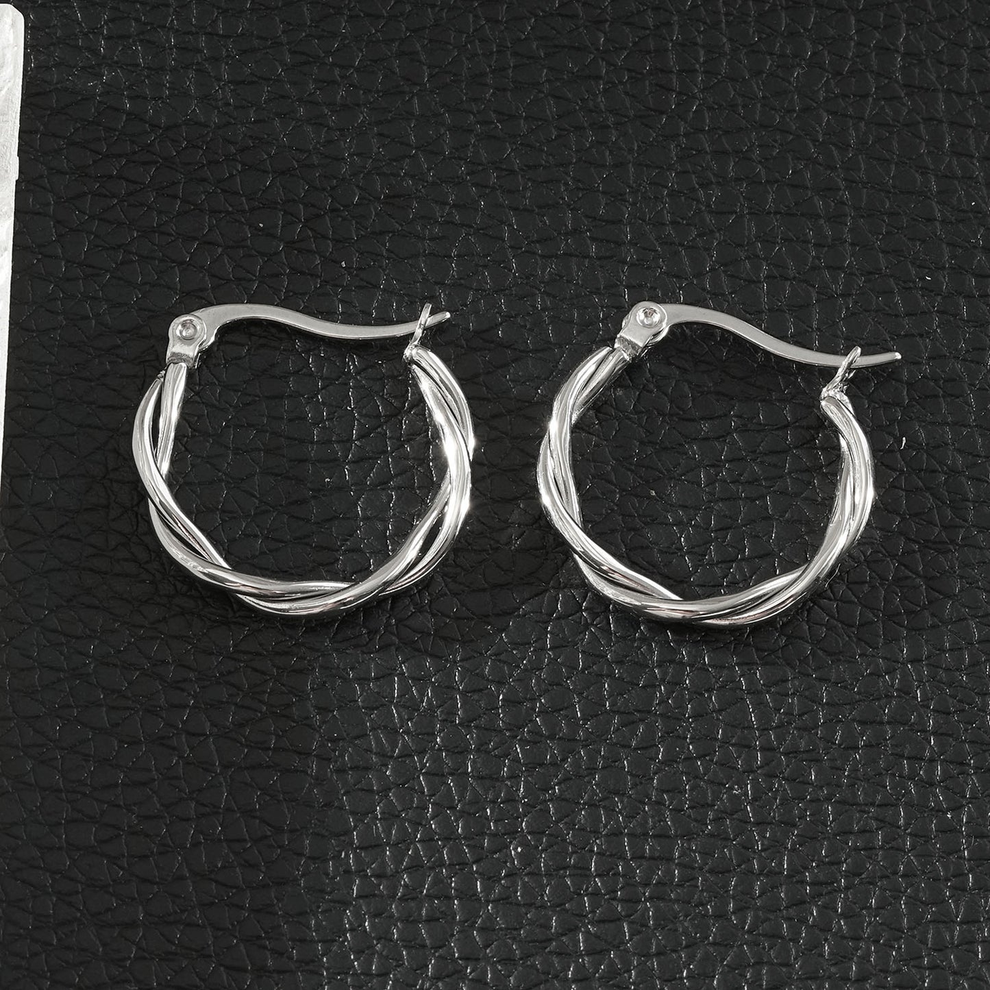 CARLOTA Silver (White Gold): Twisted Metal Strands Hoop Earrings