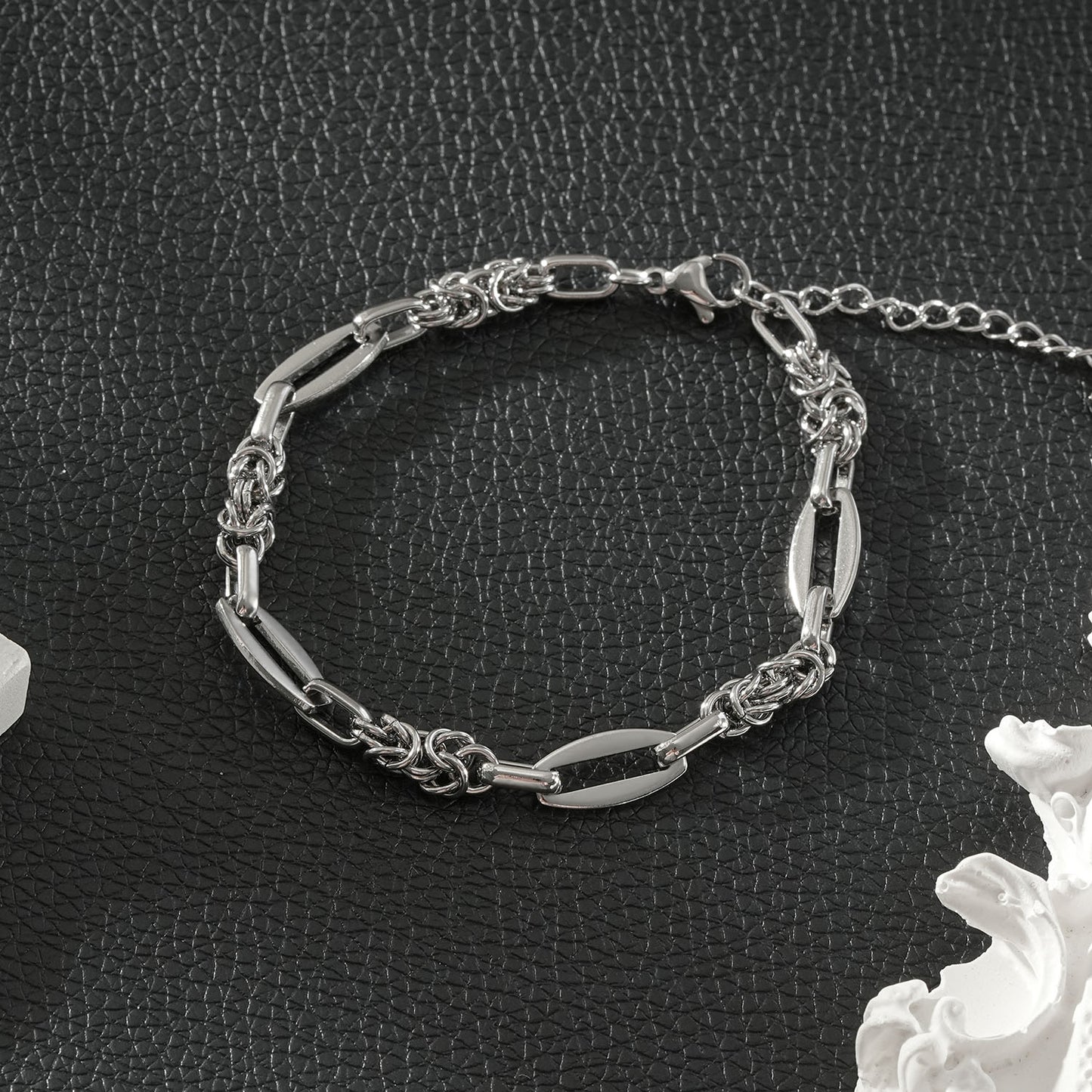 SORRENTO Silver (White Gold): Mixed Link Chain Bracelet