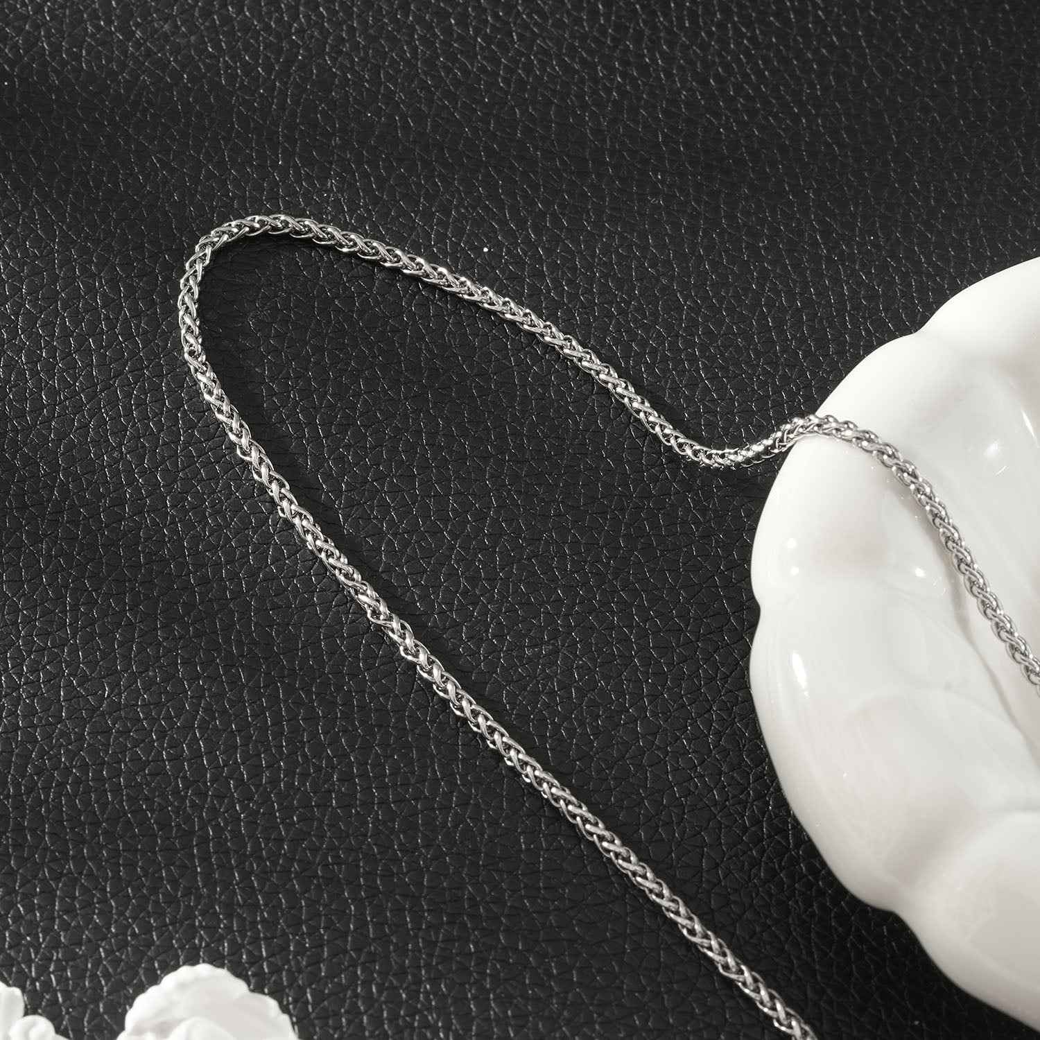 TANGA Silver (White Gold): Braided Chain Necklace For Men & Women