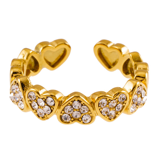 Style JAZREEL 2817: Heart-Shaped Zirconia Crystal Encircled Ring.