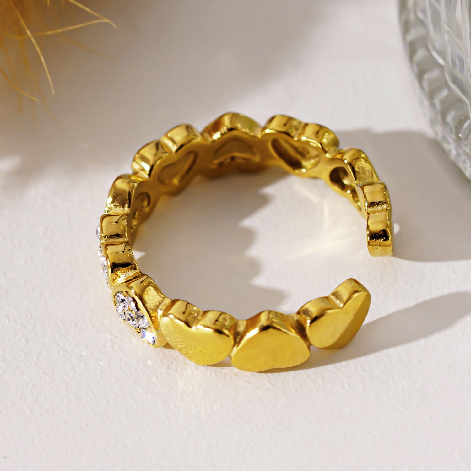 Style JAZREEL 2817: Heart-Shaped Zirconia Crystal Encircled Ring.
