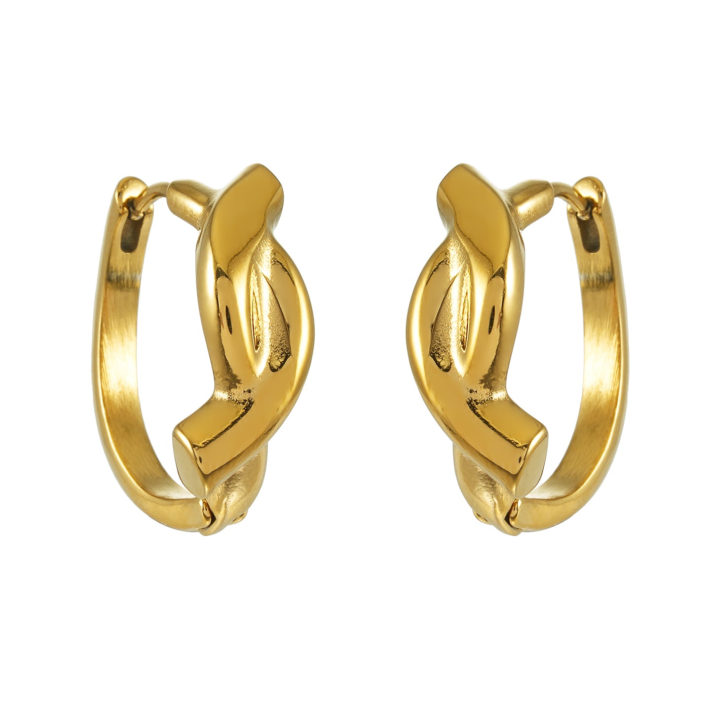 SIYAMI Gold: Sculpted Wave Hoop Earrings