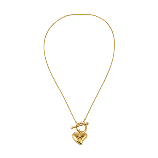 WANNI Gold: Radiant Heart Toggle Pendant Necklace – Contemporary Gold Heart Charm Statement Necklace