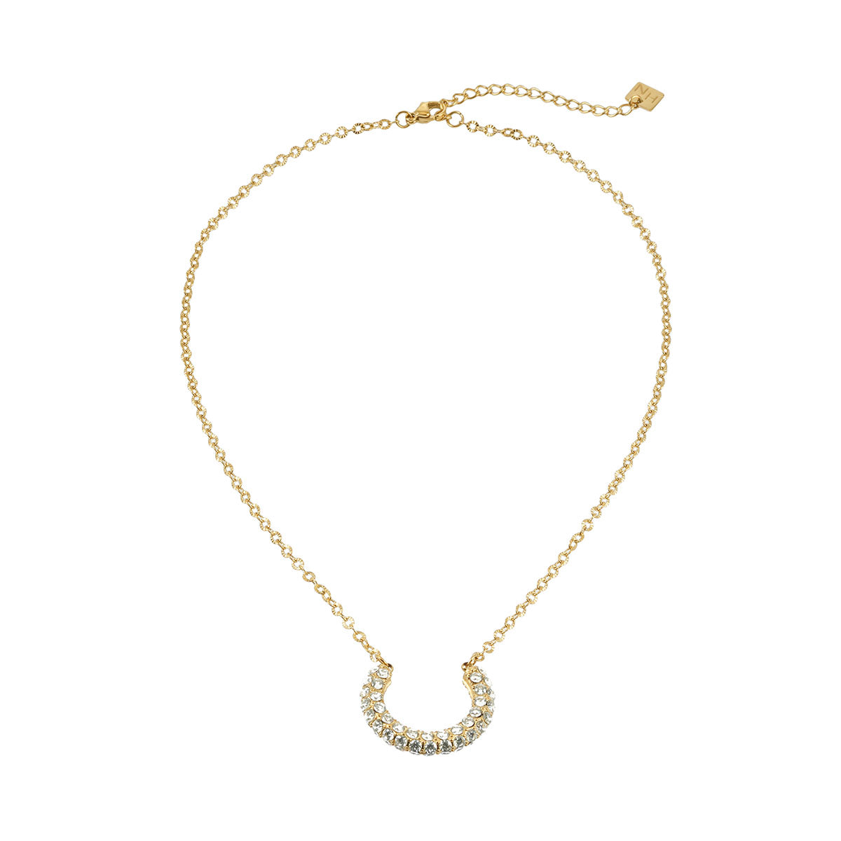 ASHANTI Gold: Celeste Crescent Necklace – Pavé Sparkle Pendant