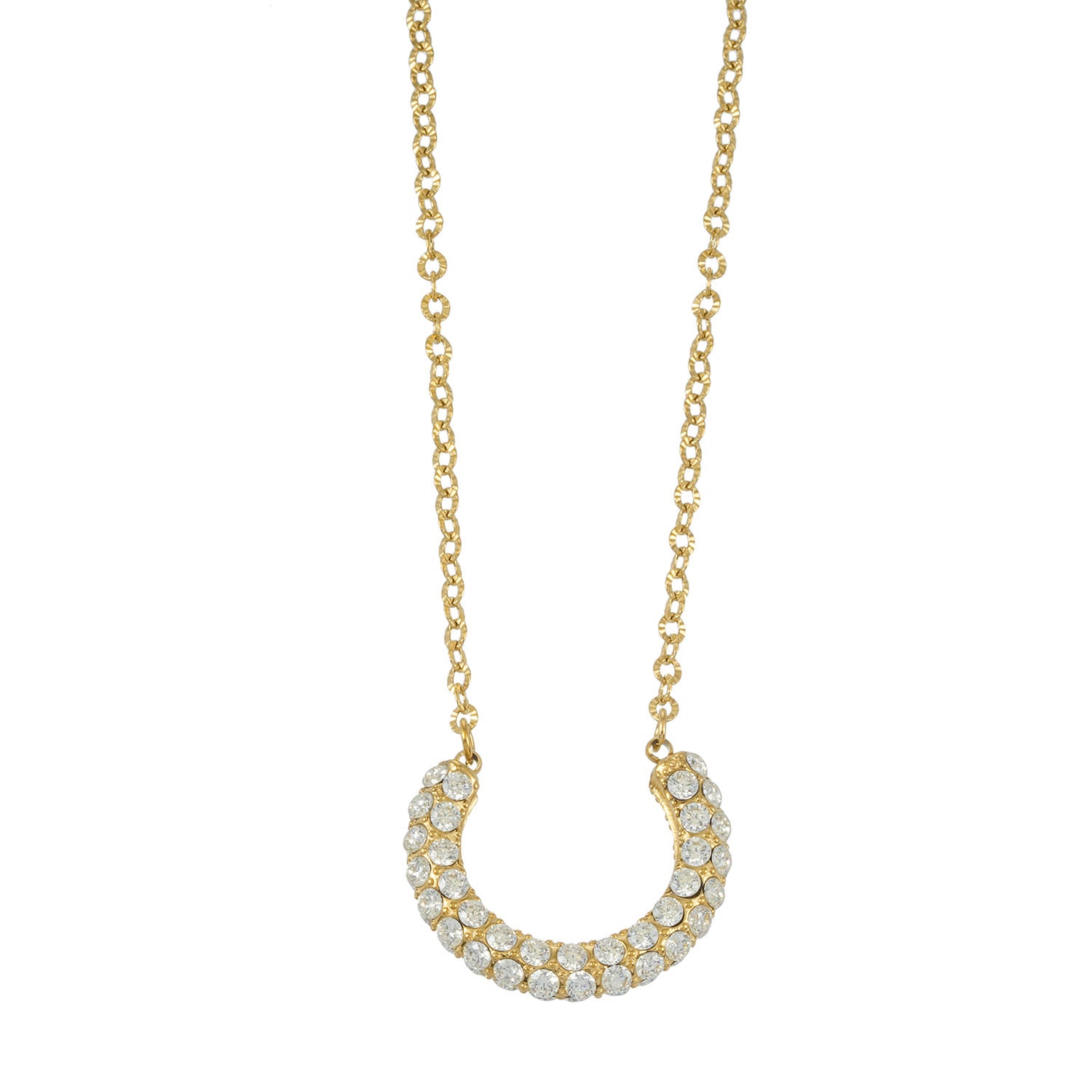 ASHANTI Gold: Celeste Crescent Necklace – Pavé Sparkle Pendant