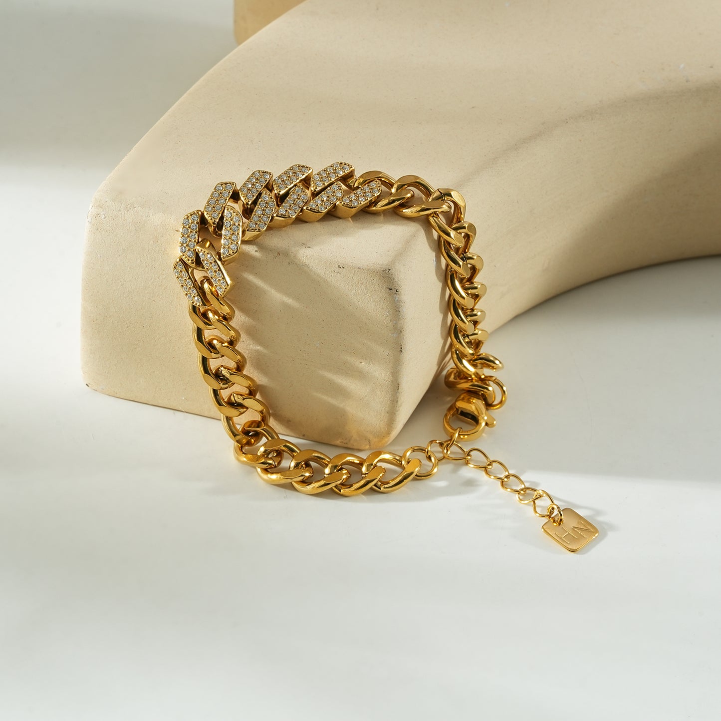 DOBBIO Gold: Pavé Cuban Link Bracelet – Luxe Statement Chain