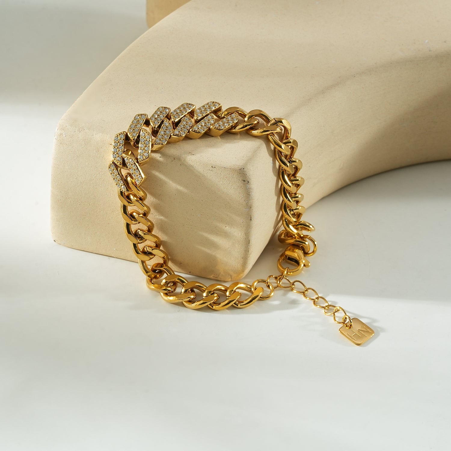 DOBBIO Gold: Pavé Cuban Link Bracelet – Luxe Statement Chain