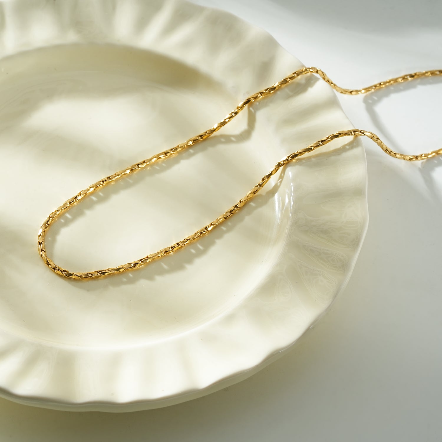 AVANA Gold: Textured Leaf-Link Chain Necklace
