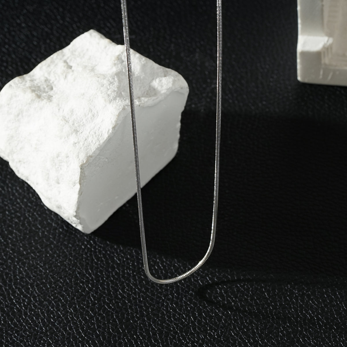 CHASTITY Silver (White Gold): Dainty Snake Skin Textured Chain Necklace