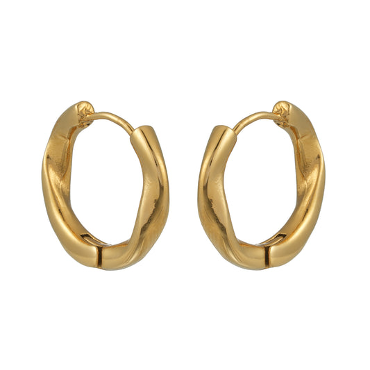 ARIDAMA Gold: Mid-Size Vintage Inspired Twisted Hoop Earrings