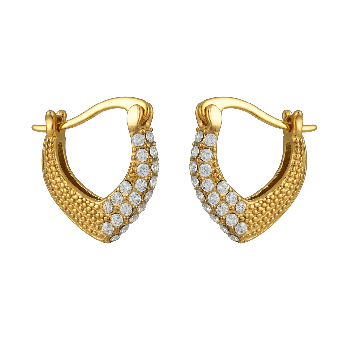 EDMANA Gold: Art Deco Pavé Zirconia Textured Earrings