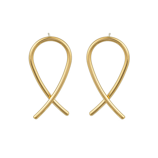 MAEVE Gold: Minimalist Oval Shaped Wire Constructed Hoop Earrings