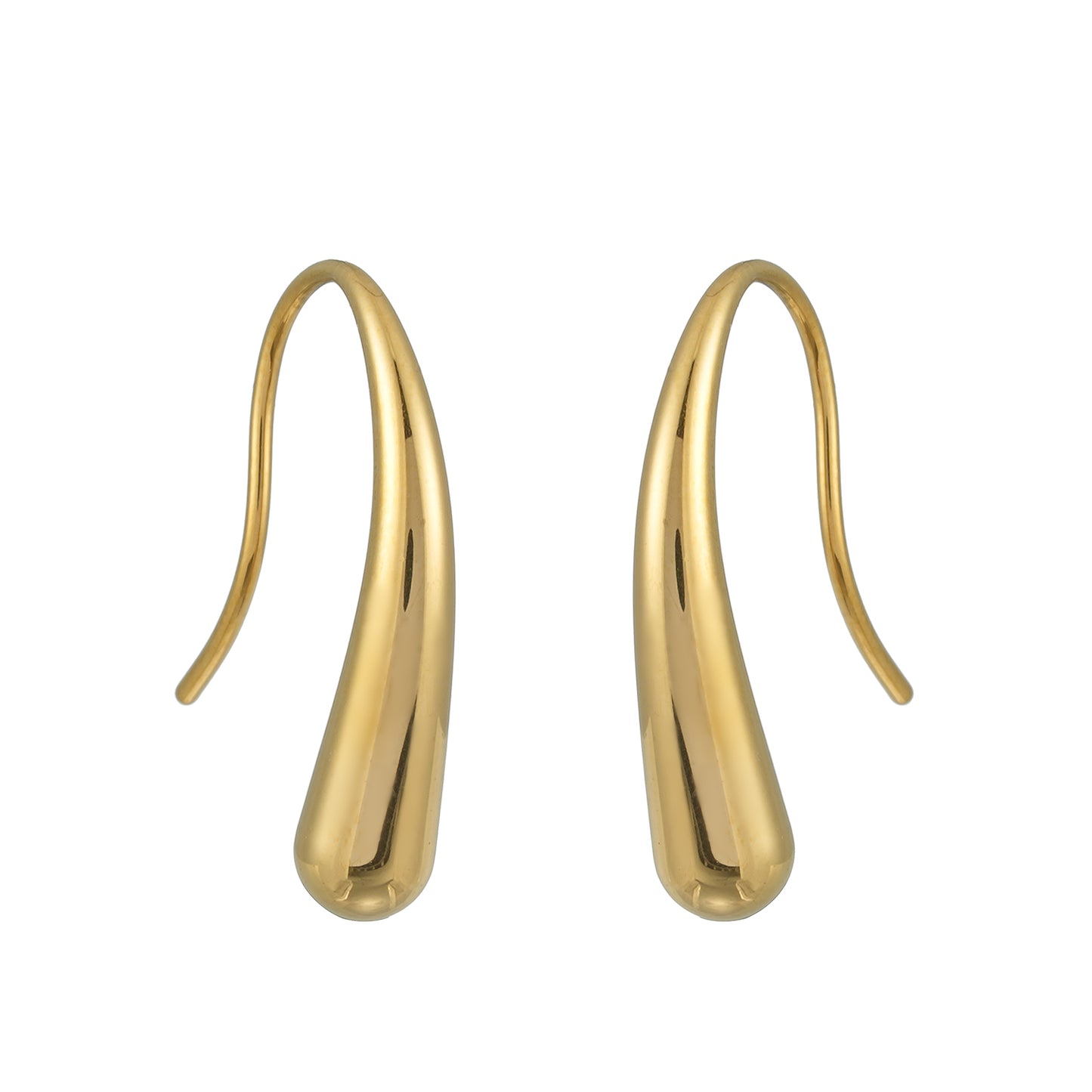 CLARA Gold: Swirl Tail Hoop Earrings – Minimalist Fluid Curve Design