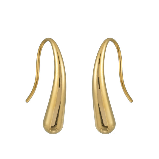 CLARA Gold: Swirl Tail Hoop Earrings – Minimalist Fluid Curve Design