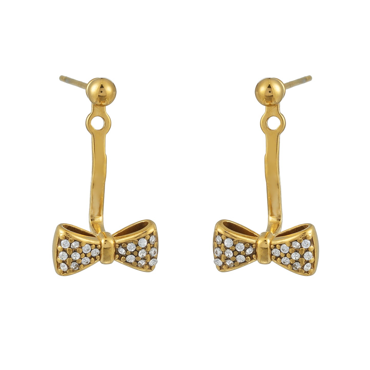 CUMAREE Gold: Mini Ball-Bead Stud Earrings Anchoring a Zirconia Infinity Charm