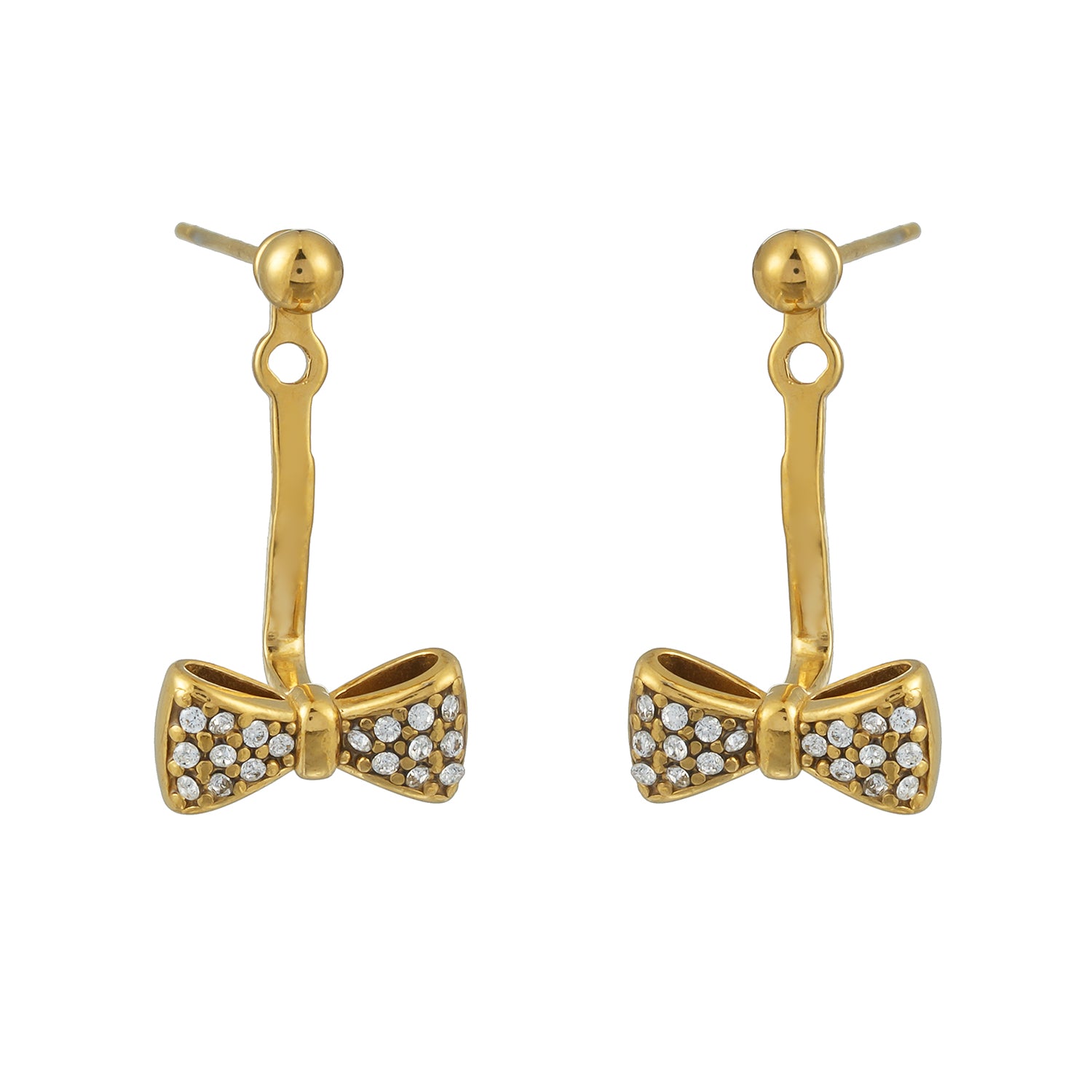 CUMAREE Gold: Mini Ball-Bead Stud Earrings Anchoring a Zirconia Infinity Charm