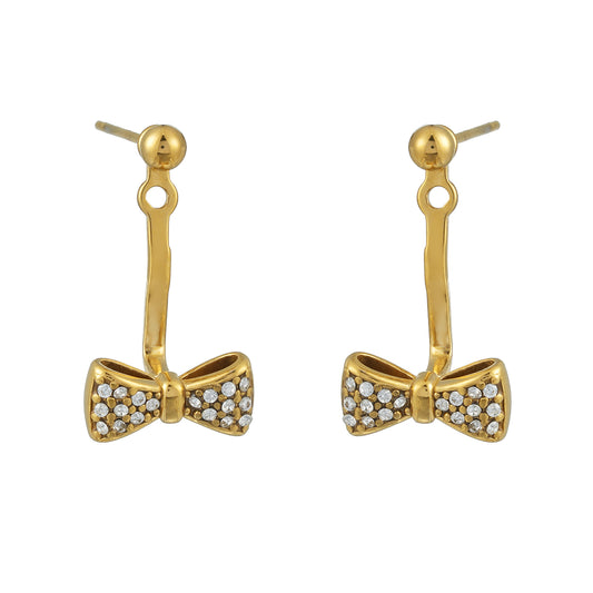 CUMAREE Gold: Mini Ball-Bead Stud Earrings Anchoring a Zirconia Infinity Charm