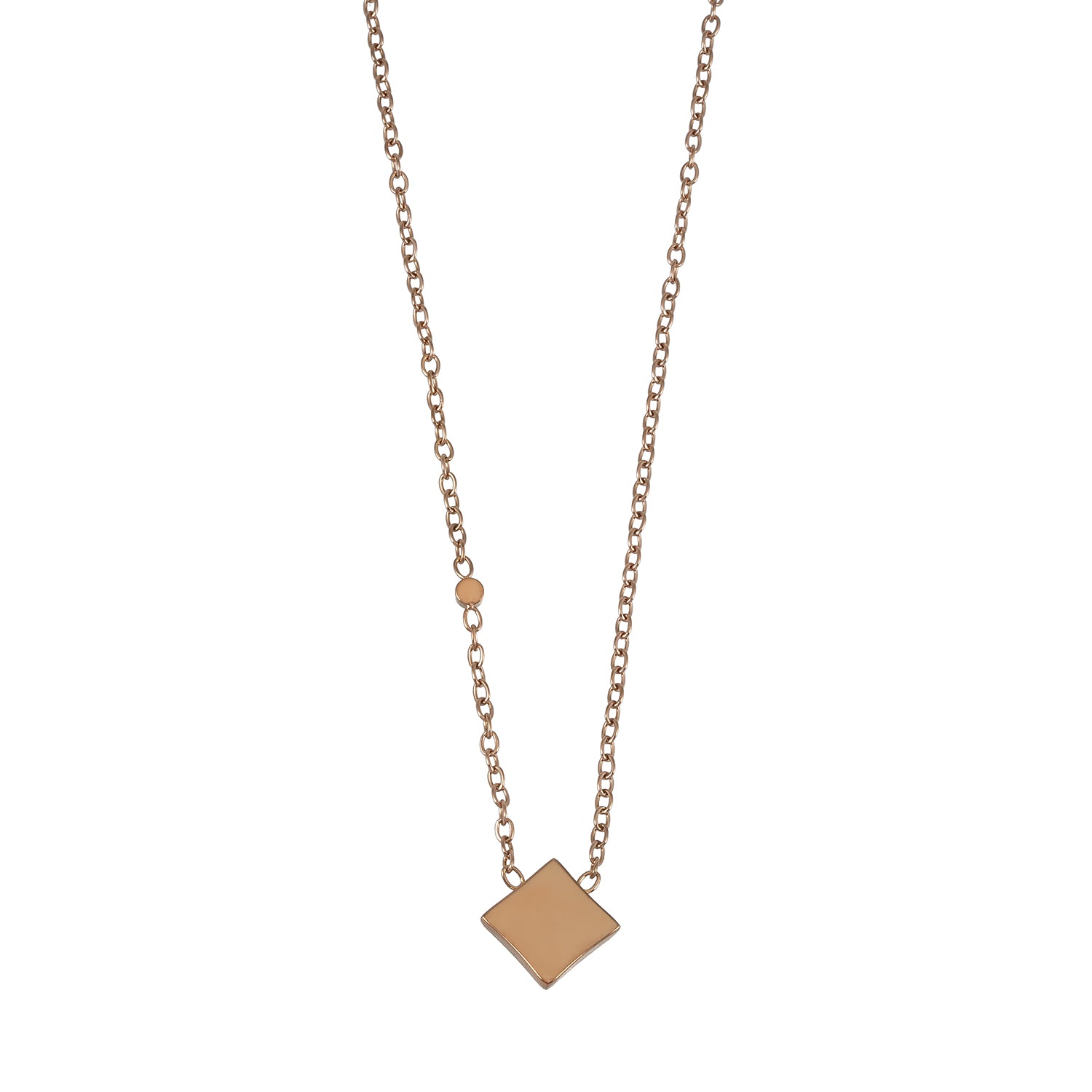 LAVINIA Gold: Square Gold Pendant Necklace with Cut-Away Shell Star and Mini Zirconia Charm