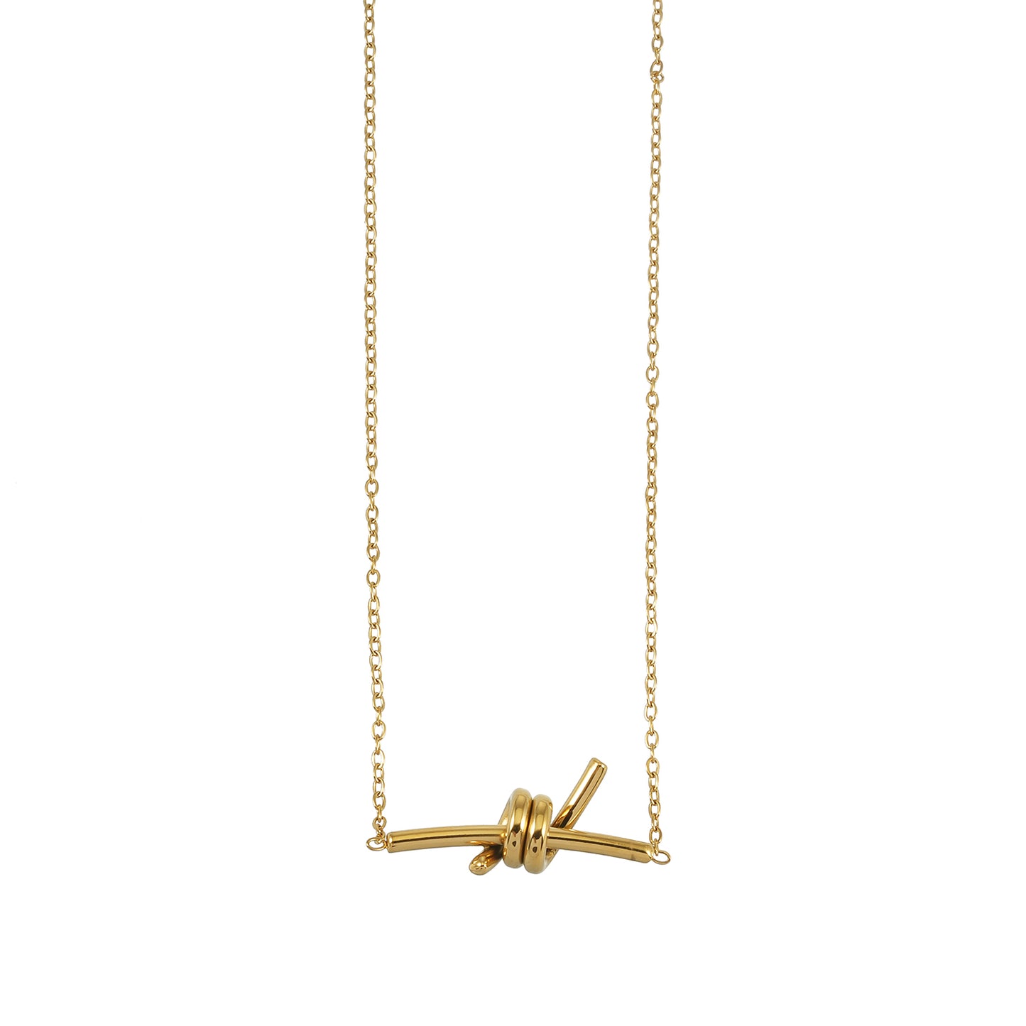 LARISA Gold: Bar Pendant Necklace with Knotted Symbol Detail