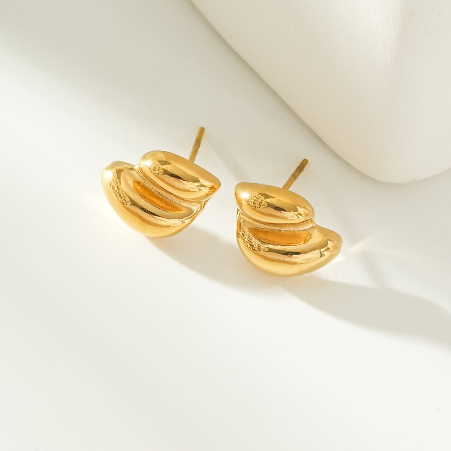 AISLA Gold: Contemporary Abstract Shaped Stud Earrings