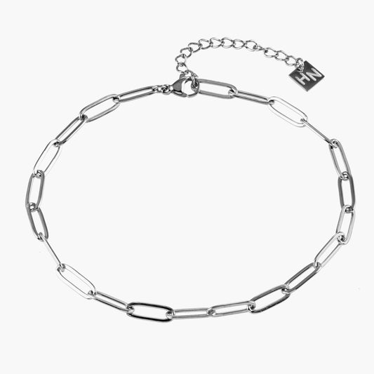 Style HAKILA LG 5800S: Essential Silver Chain Link Paper-Clip Anklet.